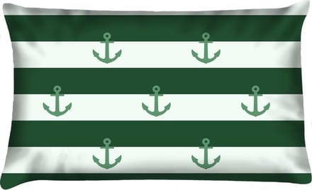 Sierkussen - Buitenkussen Groene Vingers Waterafstotend Bootkussen Streep Ankers - Groen - 60 Cm X 40 Cm