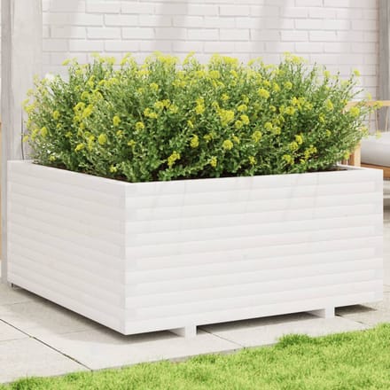 vidaXL - Plantenbak - 100x100x49,5 - cm - massief - grenenhout - wit