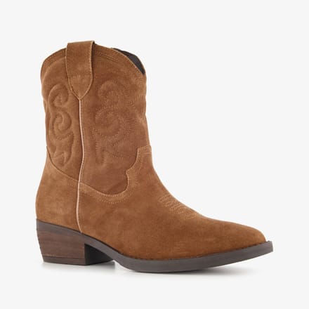 Harper suède dames cowboylaarsjes cognac - Maat 38 - Echt leer