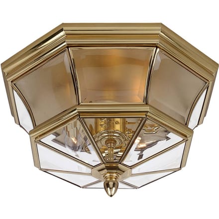 Quoizel LED Buitenlamp Newbury | 3X E14 Max 60W | IP44 | Dimbaar | Lacquered Polished Brass