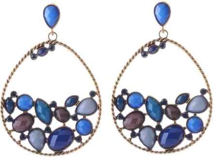 Behave - Grote Statement Oorbellen – Blauw Bruine Boho Chic Oorbellen