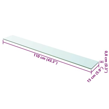 vidaXL - Wandschap - transparant - 110x15 - cm - glas