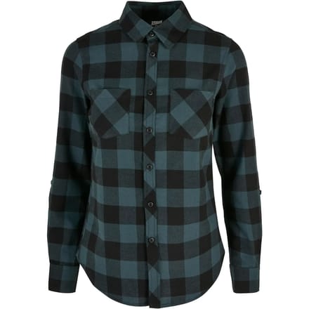 Urban Classics - Turnup Checked Flanell Blouse - XS - Blauw/Zwart