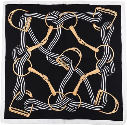 Vierkante Sjaal met Equestrian Bit- en Teugelmotief (70x70cm) - Zwart