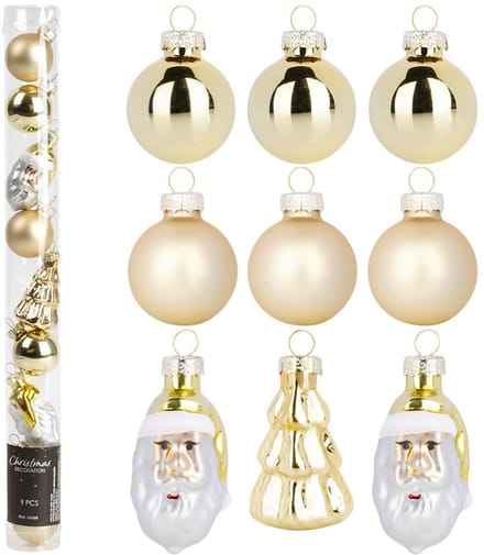 Kerstballen Set Onbreekbaar Gouden 3 / 5 cm 9 stuks - Kerstdecoratie