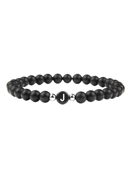 good.designs Parelarmband van agaatstenen met de letter J