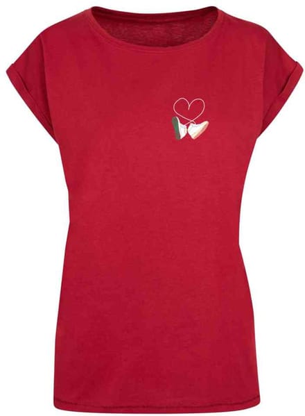Mister Tee - Kicks Love Extended Shoulder Dames Tshirt - M - Bordeaux rood
