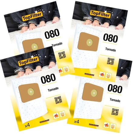 Set van 4 pakketten van 4 stofzuigerzakken 64080 Tornado TopFilter Premium