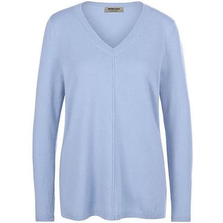 Trui 100% kasjmier V-hals Van Peter Hahn blauw