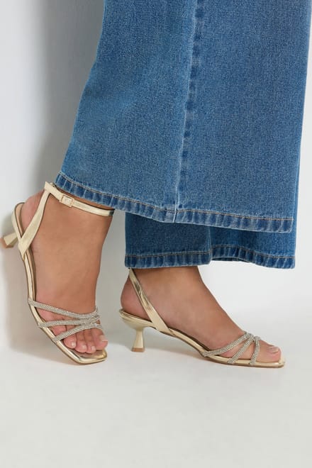 Yours Goudkleurige Glitterpumps Met Bandjes In Brede Epasvormsize 37EEE