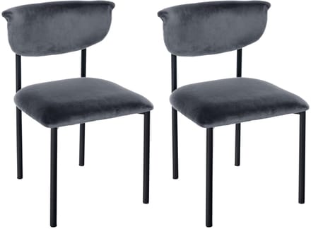 CLP Set van 2 eetkamerstoelen Gambell met rugleuning en gewatteerde fluwelen bekleding Fluweel/donkergrijs