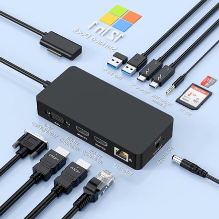 Docking Station - Aansluit Hub - Computer Uitbreiding - Tien Poorten - 18cm Lengte - Zwart