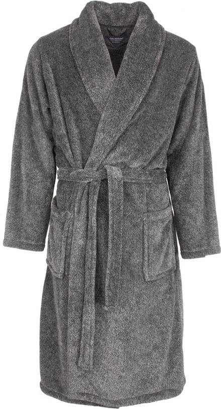Paul Hopkins Heren Badjas - Tailleceintuur - Fleece - Grijs - Maat M