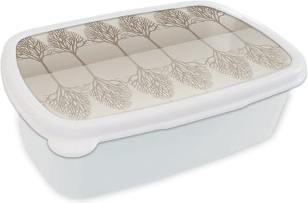 Broodtrommel Wit - Lunchbox - Brooddoos - Design - Bomen - Bos - 18x12x6 cm - Volwassenen