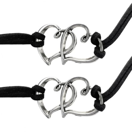 2 Armband -zwart -hart -vrienden - Charme Bijoux