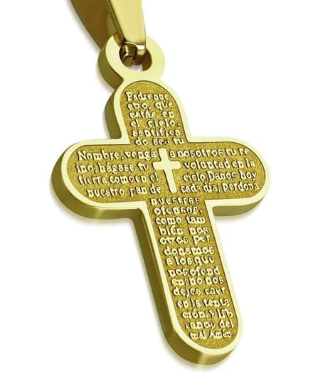 Amanto Ketting Amaar - 316L Staal - Kruis - Tekst - 23x15mm - 60cm