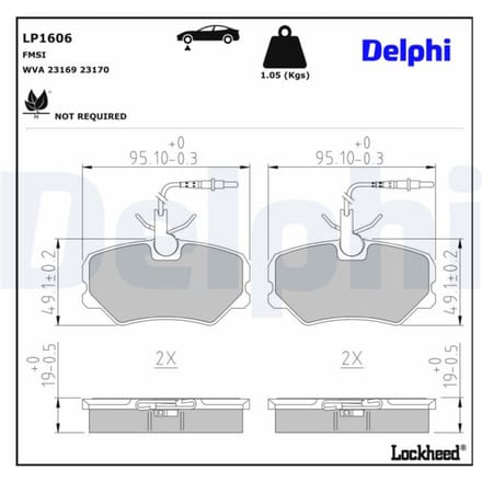 Remblokset DELPHI LP1606, voor