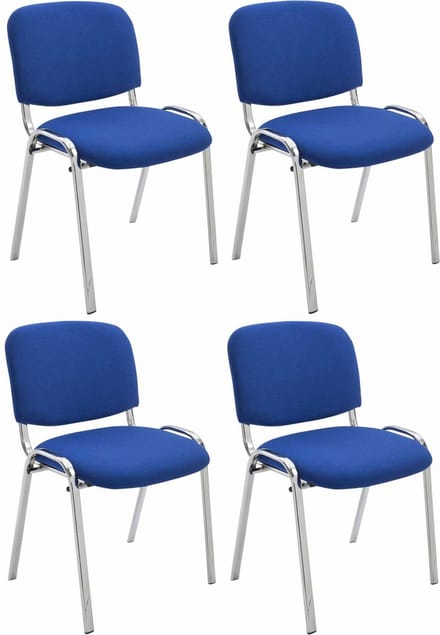 CLP Ken Set van 4 stoelen - Chroom - Stof blauw