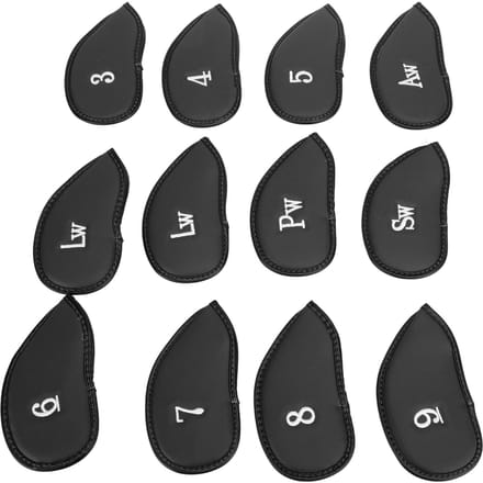 12 Stuks Golf IJzeren Covers Set met Nummers Zachte Beschermende Golf Head Cover Beschermende Headcover voor black