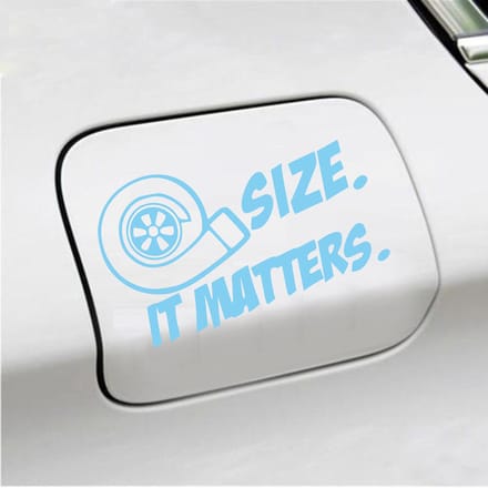 Bumpersticker - Size It Matters - 10 X 17 - Licht Blauw