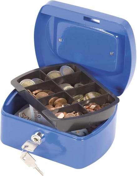Geldcassette Blauw met Cilinderveiligheidsslot en Sleutels