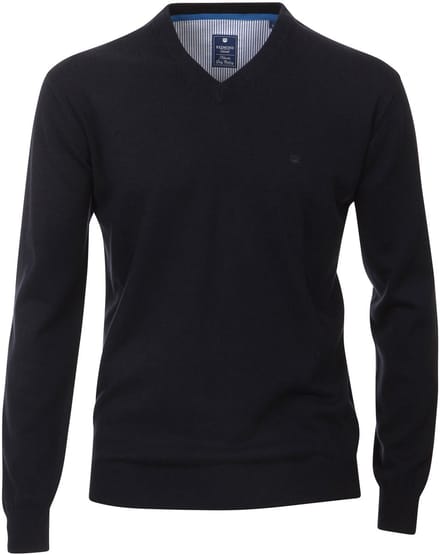 Redmond heren trui katoen - V-hals - marine blauw