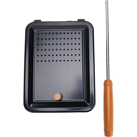 Popcorn Grill Bakplaat IJzer Handmatige Popcornpan met Houten Handvat voor Thuis Kamperen Achtertuin L(for 6.5-9kg) black