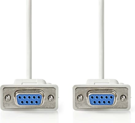 Nedis Nullmodemkabel - D-SUB 9-Pins Female - D-SUB 9-Pins Female - Vernikkeld - 2.00 m - Rond - PVC - Ivoor - Label
