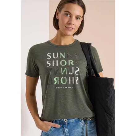 Shirt met korte mouwen en burn-out look