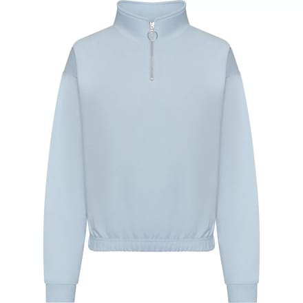 Vegan Women´s Cropped 1/4 Zip Sweater Sky Blue - M