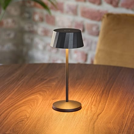 Sigor LED tafellamp op accu Facetta, set van 3, zwart, 22 cm, IP44