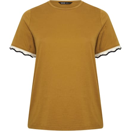 Yours Geel Metallic Tshirt Met Gehaakte Rand Size 42