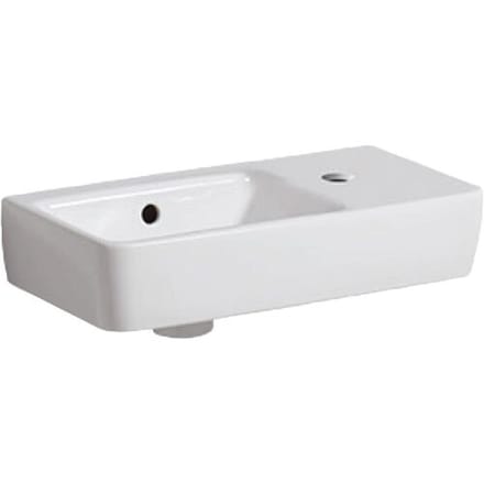 Geberit Renova Compact hand-rinse basin 50 cm, asymmetric with tap hole right