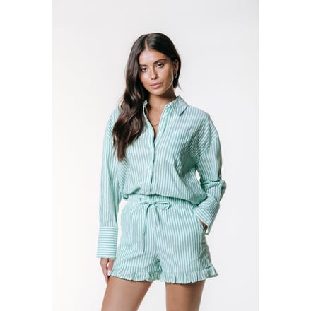 Colourful Rebel Sensa Striped Ruffle Short Bright Green Taglia: M | Pantaloncini Outlet | Donna | Verde