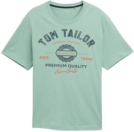 Tom Tailor - Plus Size - T-shirt met logo-print - Maat 3XL - dust green