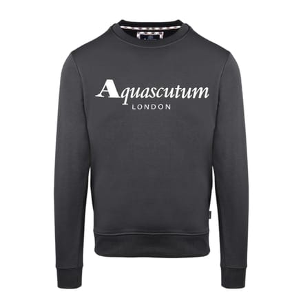 Aquascutum Heren Sweatshirt met Opschrift Crew Hals (Antraciet)