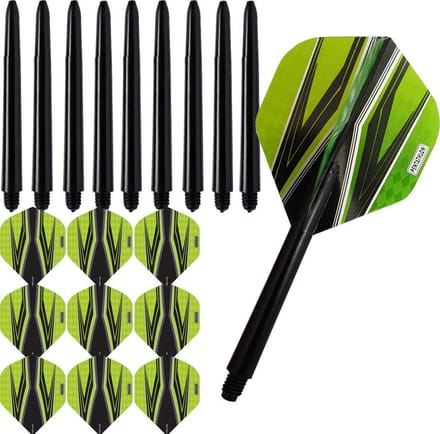 ABC Darts - Dart Flights en Dart Shafts - Pentathlon Spitfire Zwart Groen - 3 sets