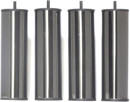 Set van 4 Zwarte Metalen Bedpoten van 20 cm Hoog - Ø60mm