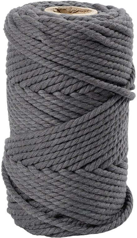 Macramé koord, L: 55 M, d 4 mm, grijs, 330 gr/ 1 rol