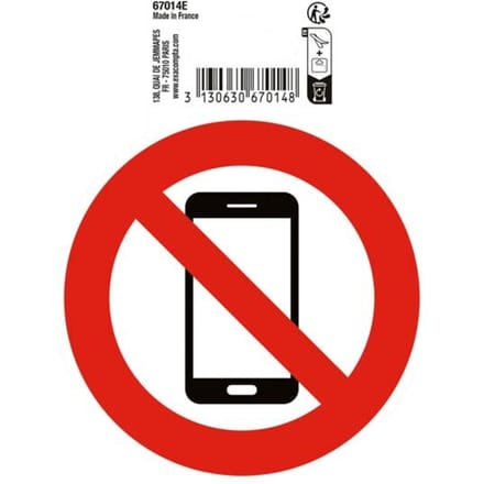 Exacompta Zelfklevend bord mobiel telefoneren verboden 10cm - Rood - 67014E