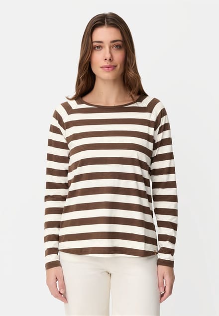 camel active Langarmshirt van zuiver katoen - Maat womenswear-S - Bruin