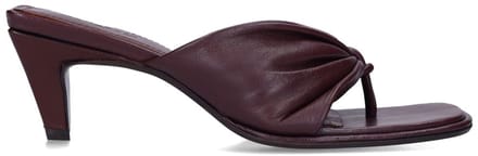 Sacha - Dames - Bordeaux leren slippers met hak - Maat 42