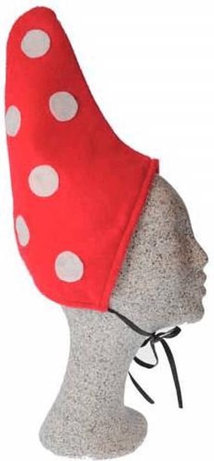 Kabouter kinder mutsen - 6x - verkleed hoeden - rood/witte stippen - sprookjes - dwergen - carnaval