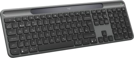 Logitech K980 Signature Slim Solar+ Wireless - Toetsenbord - Engels (US international) - Grijs