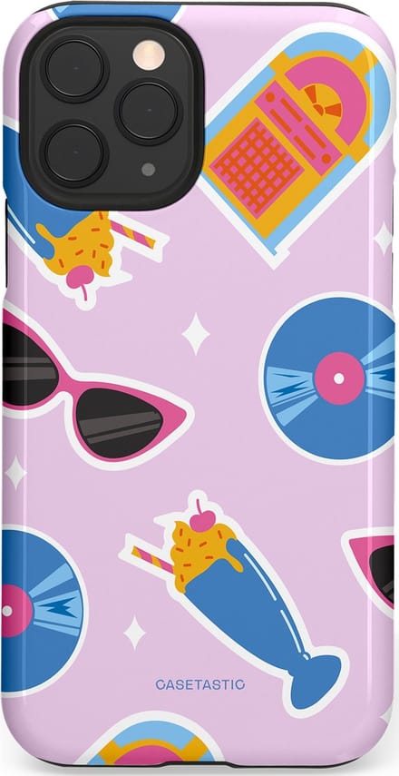 Casetastic hoesje geschikt voor Apple iPhone 11 Pro - Dubbellaagse bescherming - Jukebox vibes - Fashion Case - Lichtroze Lavendel Wit Lichtblauw