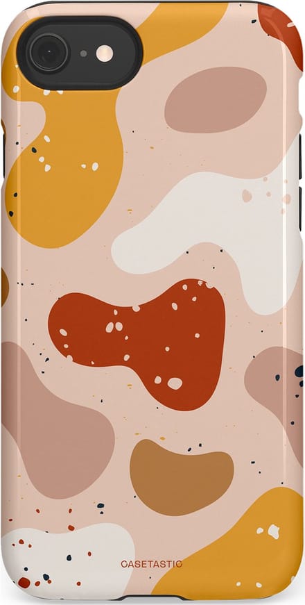 Casetastic hoesje geschikt voor Apple iPhone SE / Apple iPhone 7 / Apple iPhone 8 - Dubbellaagse bescherming - Terrazzoque - Fashion Case - Zand Perzik Okergeel Lichtgrijs