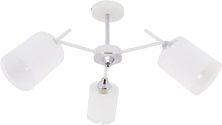 ANDERS Plafondlamp met 3 x E27 Fitting - WIT/CHROME - Glas - Dia. 600mm
