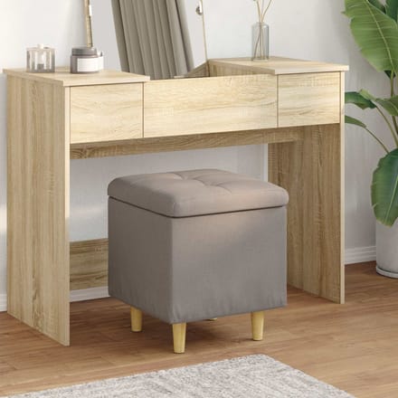 vidaXL - Ottoman - met - opslag - Taupe - 40 - x - 40 - x - 45 - cm - Stof