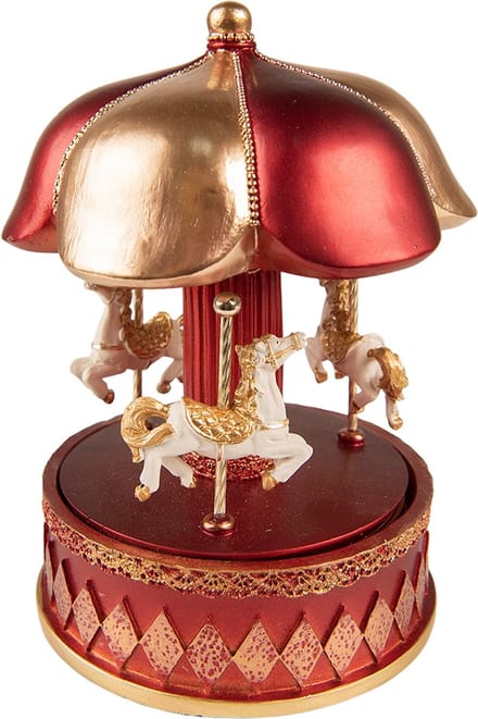Clayre & Eef Muziekdoos Draaimolen 16 cm Rood Polyresin