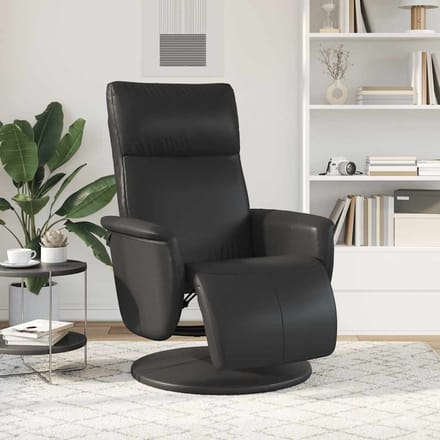 vidaXL - Fauteuil - verstelbaar - met - voetensteun - kunstleer - zwart